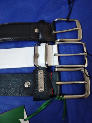 Set 3 Cinture Uomo Pelle Nere e Bianche