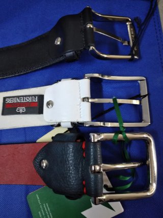 Set 3 Cinture Uomo Pelle Nere e Bianche