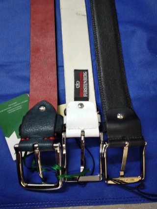 Set 3 Cinture Uomo Pelle Nere e Bianche
