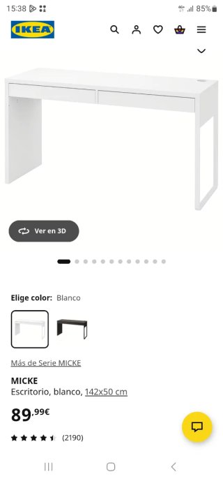 Escritorio MICKE IKEA. blanco con 2 cajones
