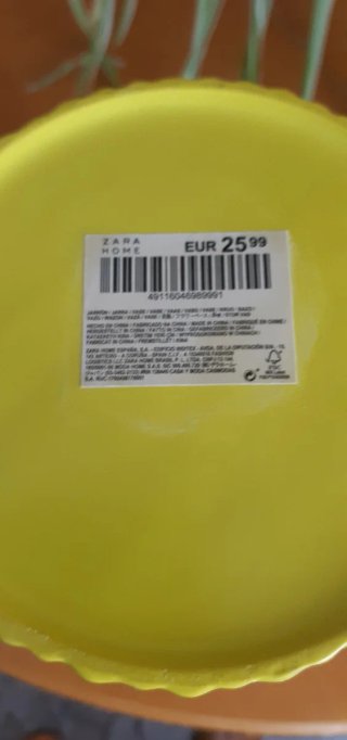 Jarrón Zara Home Amarillo Limón