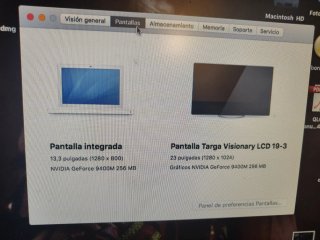 MacBook 5.2 4GB RAM Blanco, monitor externo y cabl