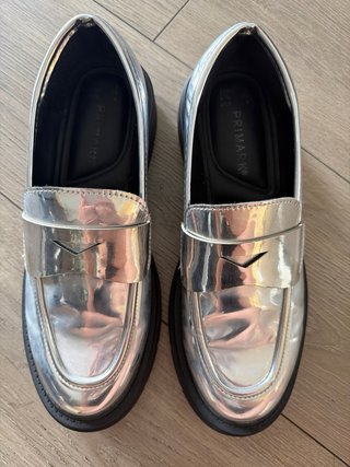 Mocasines Plateados Mujer