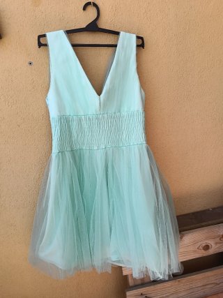 Vestido de fiesta verde agua corto