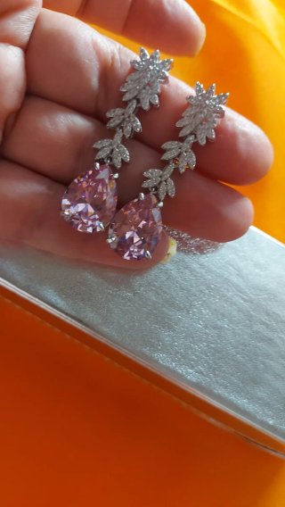 Pendientes Novia Fiesta Brillantes Rosa Plata