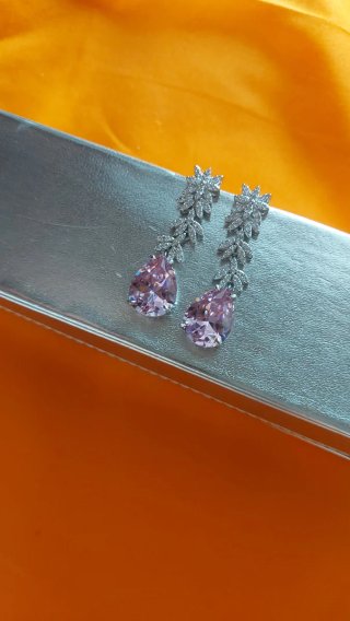 Pendientes Novia Fiesta Brillantes Rosa Plata