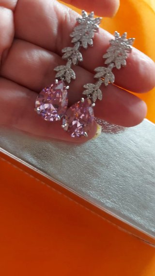 Pendientes Novia Fiesta Brillantes Rosa Plata