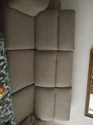 Sofá 4 plazas tela beige/gris