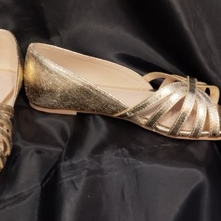 Zapatos dorados planos mujer