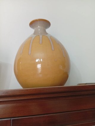 Set 2 Vasi Ceramica Smaltata Giallo Beige