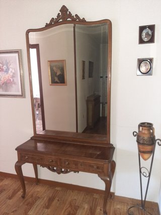 Consola Vintage con Espejo y Patas Cabriolé