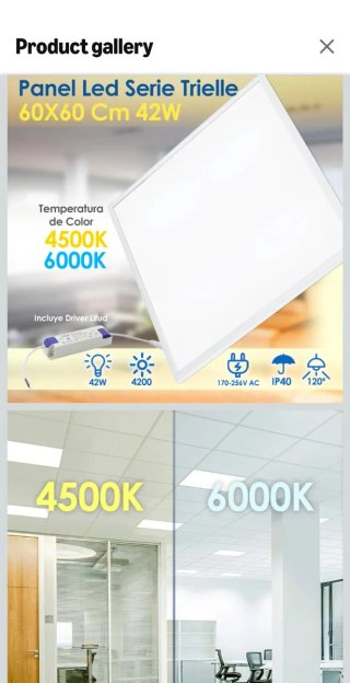Lote de 2 panel LED 60 x 60 cms 42W