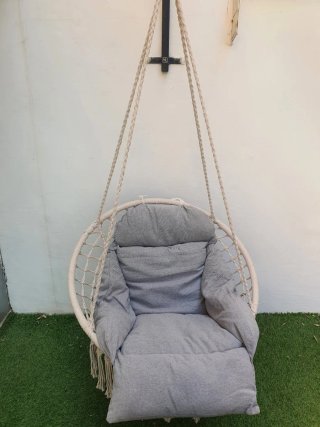 Sillón Colgante Beige/Gris