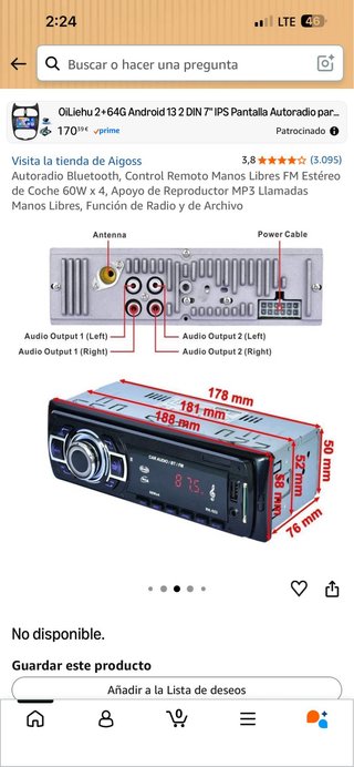 Autoradio Bluetooth con Mando