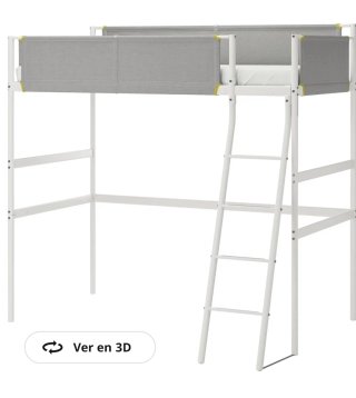 Estructura cama alta blanca y gris.colchon y escri