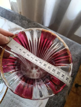 Vaso vintage vetro rosso rubino e oro