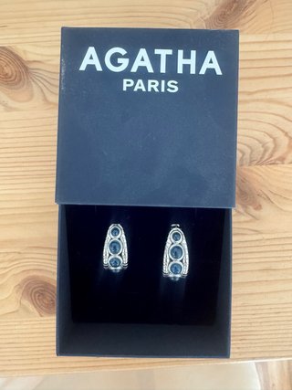 Pendientes Agatha Paris Aros Piedras Azules Plata