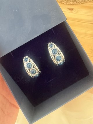 Pendientes Agatha Paris Aros Piedras Azules Plata