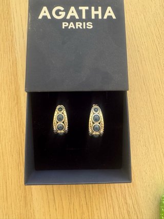 Pendientes Agatha Paris Aros Piedras Azules Plata