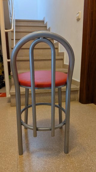 4 Sgabelli da Cucina in Metallo e Tessuto Rosso