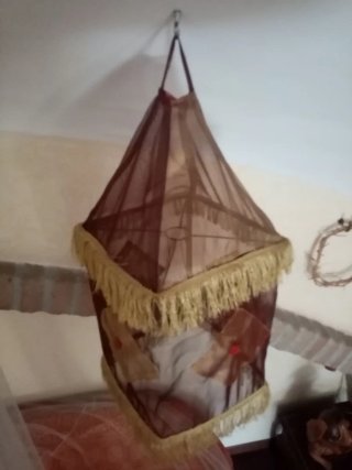 Porta Candele Arredo Tessuto Marrone Oro