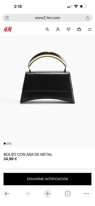 Bolso H&M negro con asa dorado Nuevo