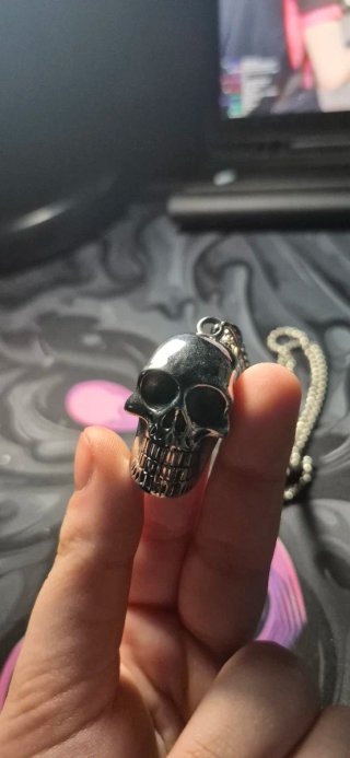 Collana teschio argento e nero