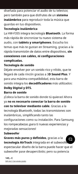 Barra de Sonido Samsung Negra