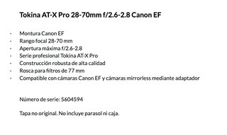 Tokina AT-X Pro 28-70mm f/2.6-2.8 Canon EF