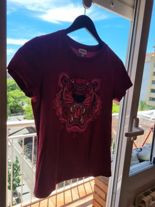 Camiseta Kenzo Negra con Estampado Tigre Multicolo