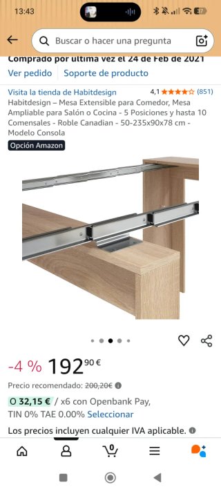 Mesa de madera extensible