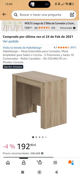 Mesa de madera extensible