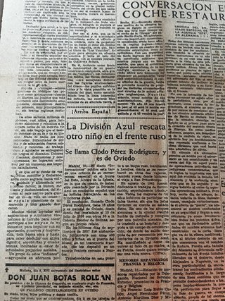 Periódico La Nueva España 1 Nov 1942 división azul