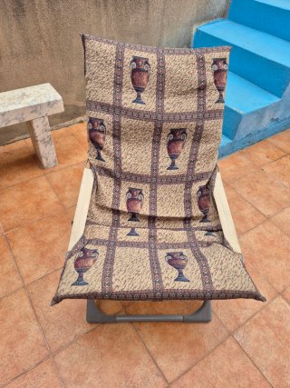 Hamaca plegable beige y gris