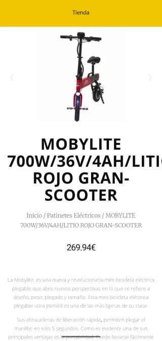 Patín Eléctrico Gran Scooter Mobylite Rojo