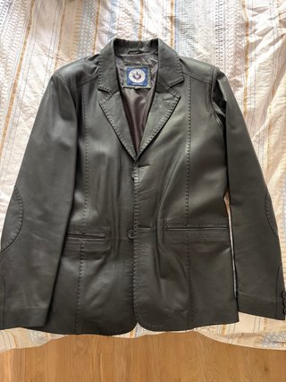 Blazer de cuero auténtico negro