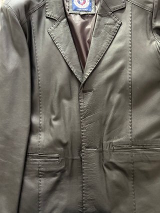 Blazer de cuero auténtico negro