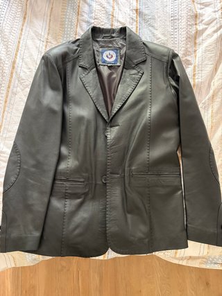 Blazer de cuero auténtico negro