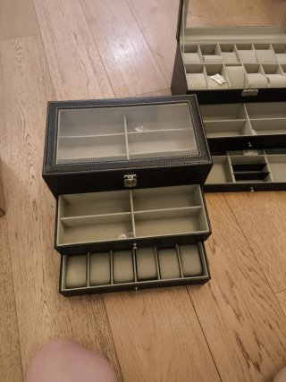 Portaoggetti/occhiali nero e beige