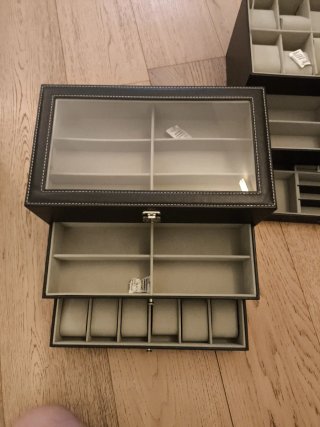 Portaoggetti/occhiali nero e beige