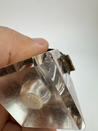 Tintero antiguo cristal tapa metálica