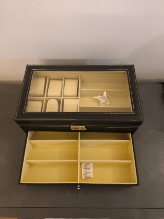 Portaoggetti in pelle con cassetto