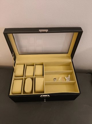 Portaoggetti in pelle con cassetto