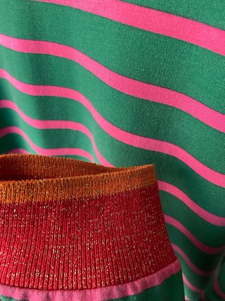 Jersey rayas verde y fucsia con brillo