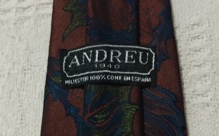 Corbata Andreu Vintage Hojas Marrón y Azul