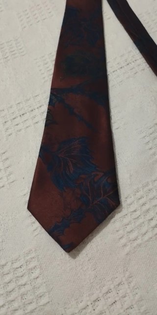 Corbata Andreu Vintage Hojas Marrón y Azul
