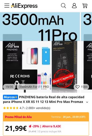 Batteria NUOVA Alta Capacità iPhone 11 Pro