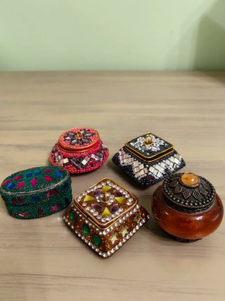 5 Cajitas Joyero Artesanía Hindú