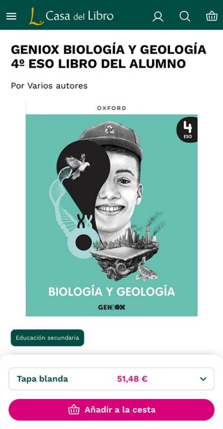 LIBRO NUEVO BIOLOGÍA Y GEOLOGÍA 4° ESO OXFORD GENI