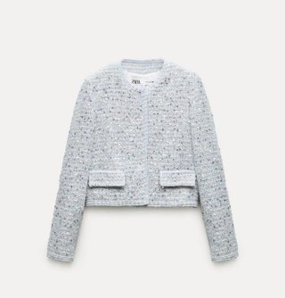 Chaqueta Tweed Brillante Azul Talla m (L)